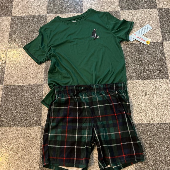 NWT Cat & Jack Boys 2 Pcs Green Pajama Set- XXL - Picture 3 of 7
